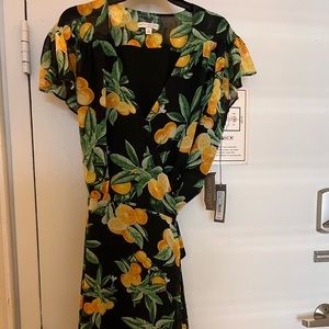 Size XL side tie tropical sexy wrap around dress